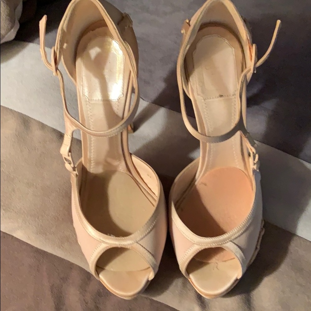 Christian Dior blush color fabric platform sandals
